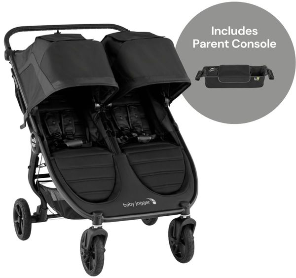Baby Jogger City Mini GT2 Side by Side Double Stroller + Parent Console Bundle - Jet