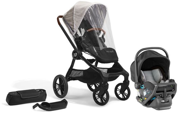 Baby Jogger City Sights + City GO 2 Travel System + Accessory Bundle - Frosted Ivory / Slate