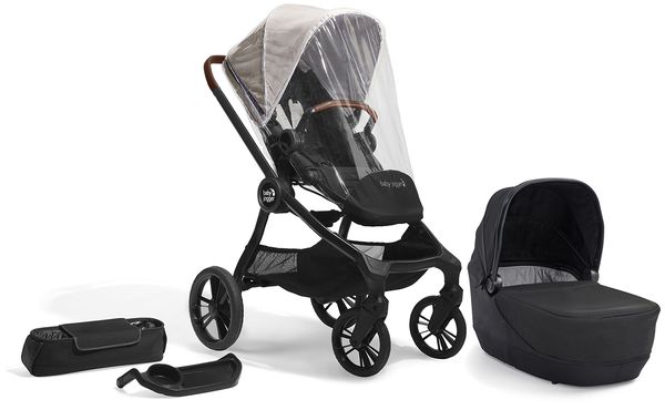 Baby Jogger City Sights Stroller + Pram + Accessory Bundle - Frosted Ivory / Rich Black