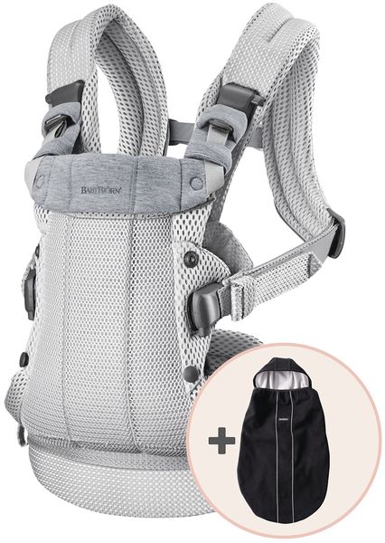 BabyBjorn Baby Carrier Harmony, 3D Mesh + Cover Bundle - Silver / Black