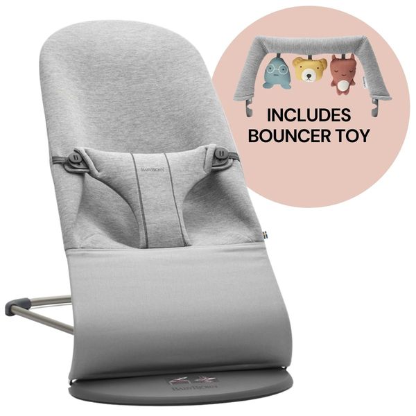 BabyBjorn Bouncer + Toy Bundle - Bliss (3D Jersey) Light Grey
