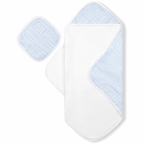 Bamboo Little Hooded Baby Towel & Washcloth Set - Blue Wave