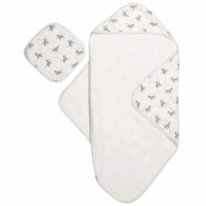 Bamboo Little Hooded Baby Towel & Washcloth Set - Zebra