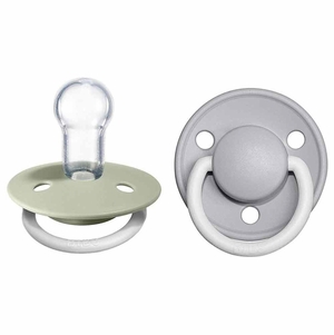 BIBS De Lux GLOW Silicone Pacifier, 2 Pack - Sage/Cloud - One Size (0-3 years)
