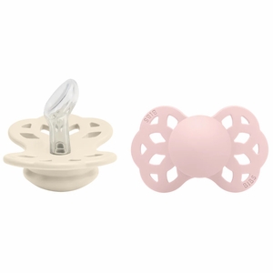 BIBS Infinity Silicone Anatomical Pacifier, 2 Pack - Ivory/Blush - Size 2 (6+ m)