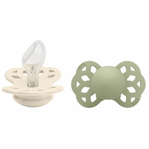 BIBS Infinity Silicone Anatomical Pacifier, 2 Pack - Ivory/Sage - Size 1 (0-6 m)