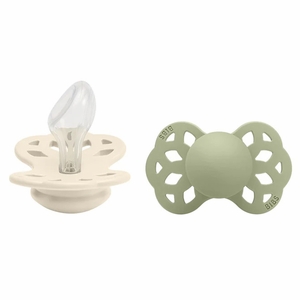 BIBS Infinity Silicone Anatomical Pacifier, 2 Pack - Ivory/Sage - Size 2 (6+ m)