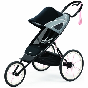 Cybex AVI Jogging Stroller Bundle - Black/Pink Frame + All Black Seat Pack