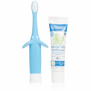 Dr. Brown's Infant-to-Toddler Toothbrush & Toothpaste Combo Pack - Elephant, Blue