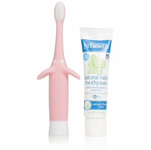 Dr. Brown's Infant-to-Toddler Toothbrush & Toothpaste Combo Pack - Elephant, Pink