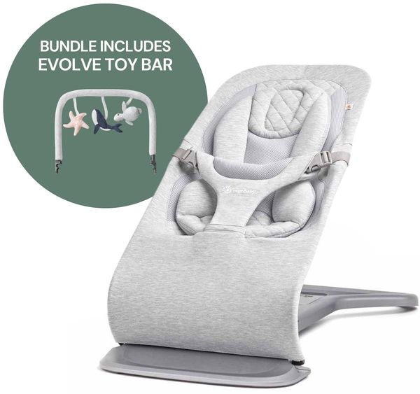 Ergobaby 3-in-1 Evolve Bouncer + Toy Bar Bundle - Light Grey