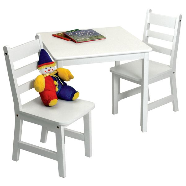 Lipper International Child's Square Table & Chairs, 3-Piece Set - White
