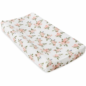 Little Unicorn Cotton Muslin Changing Pad Cover - Watercolor Roses