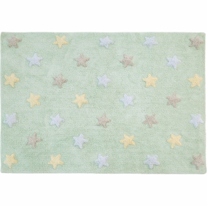 Lorena Canals Tricolor Stars Rug - Soft Mint (4' x 5' 3")