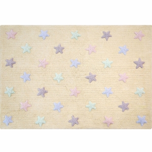 Lorena Canals Tricolor Stars Rug - Vanilla (4' x 5' 3")
