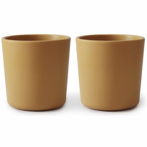 Mushie Dinnerware Cups for Kids, Set of 2 - Mustard