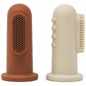 Mushie Finger Toothbrush Set - Clay / Shifting Sand