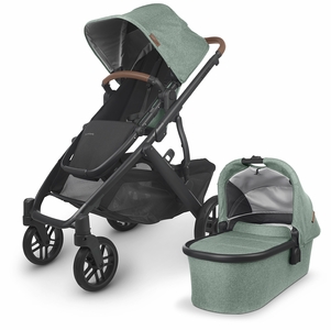 UPPAbaby VISTA V2 Single-to-Double Stroller - Gwen (Green Melange / Carbon / Saddle Leather)