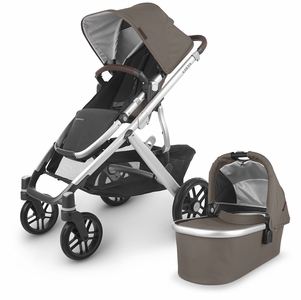 UPPAbaby Vista V2 Single-to-Double Stroller - Theo (Dark Taupe / Silver / Chestnut Leather)