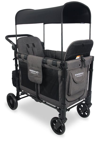 WonderFold W2 Elite Multifunctional Double (2 Seater) Stroller Wagon - Charcoal Gray