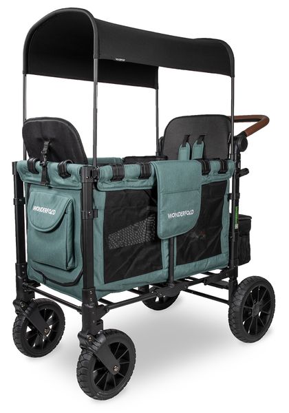 Wonderfold W2 Luxe Multifunctional Double (2 seater) Stroller Wagon - Hunter Green (Albee Exclusive)