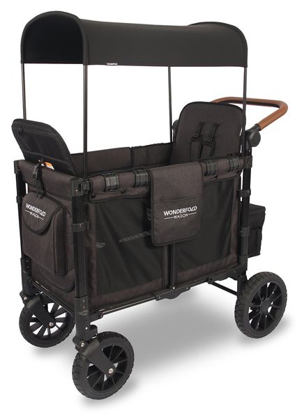 Wonderfold W2 Luxe Multifunctional Double (2 seater) Stroller Wagon - Volcanic Black