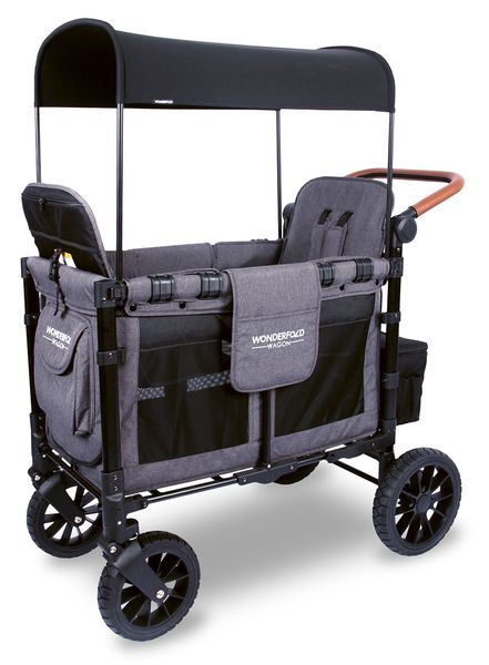 Wonderfold W2 Luxe Multifunctional Double (2 seater) Stroller Wagon - Charcoal Gray
