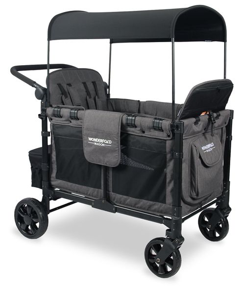 WonderFold W4 Elite Multifunctional Quad (4 Seater) Stroller Wagon - Charcoal Gray