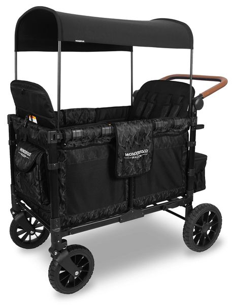 WonderFold W4 Luxe Multifunctional Quad (4 Seater) Stroller Wagon - Black Camo