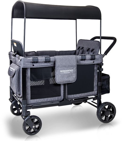 WonderFold W4 Original Quad (4 Seater) Stroller Wagon - Gray