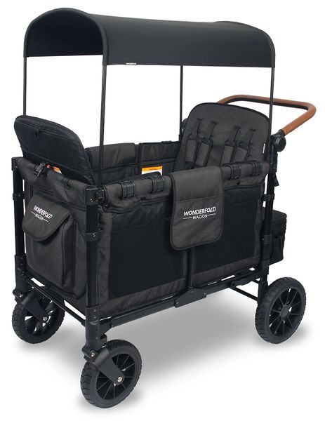 WonderFold W4 Luxe Multifunctional Quad (4 Seater) Stroller Wagon - Volcanic Black