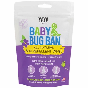 Yaya Organics Baby Bug Ban Repellent Wipes - 12 pack