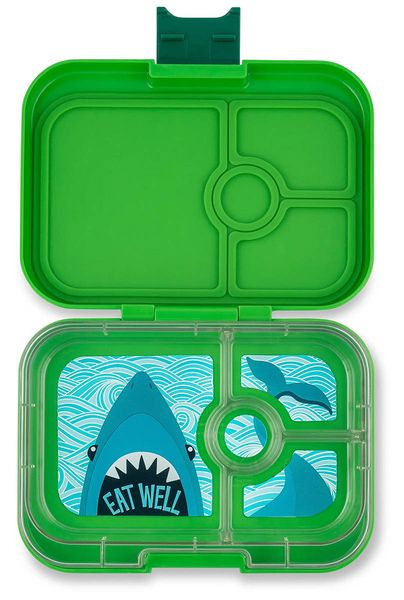Yumbox Leakproof Bento Lunchbox, Panino - Bamboo Green / Shark Tray