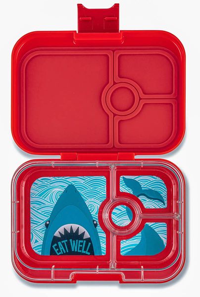 Yumbox Leakproof Bento Lunchbox, Panino - Wow Red / Shark Tray