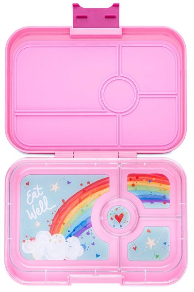 Yumbox Leakproof Bento Lunchbox, Tapas 4 Compartment - Capri Pink / Rainbow