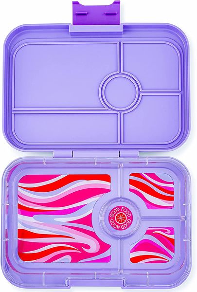 Yumbox Leakproof Bento Lunchbox, Tapas 4 Compartment - Ibiza Purple / Groovy Tray