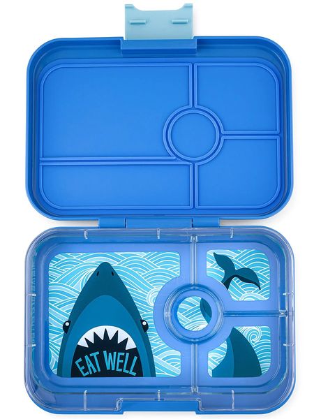 Yumbox Leakproof Bento Lunchbox, Tapas 4 Compartment - True Blue / Shark Tray