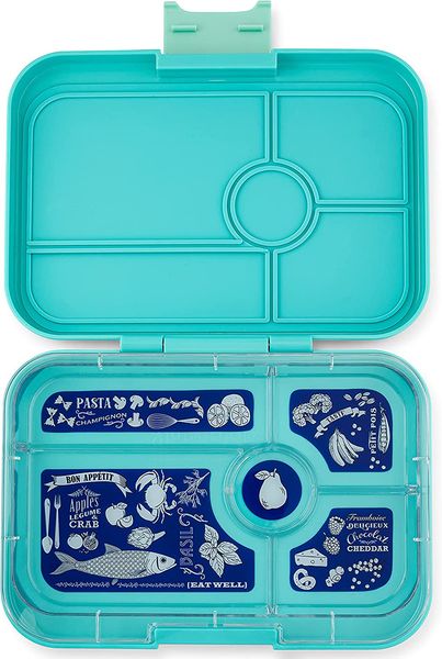 Yumbox Leakproof Bento Lunchbox, Tapas 5 Compartment - Antibes Blue / Bon Appetit Tray